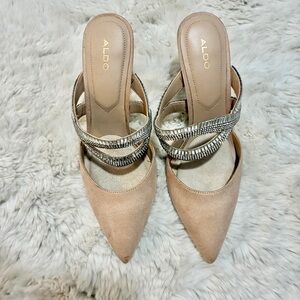 Aldo Tan and Silver Strappy Heels